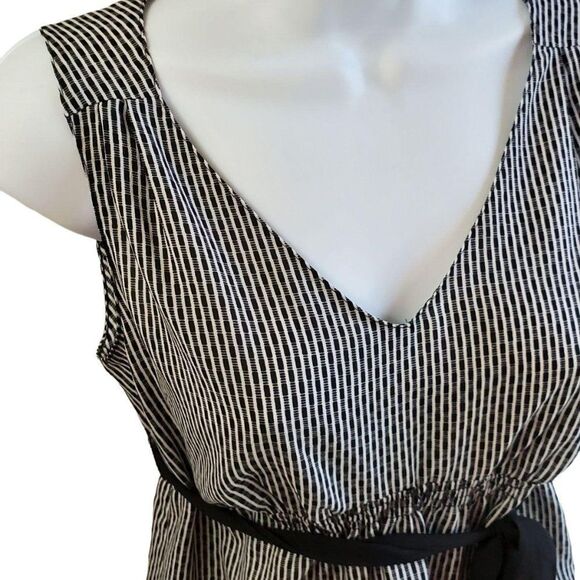 Ann Taylor LOFT XS 0 Petite Black Stripe Blouse - Picture 3 of 6